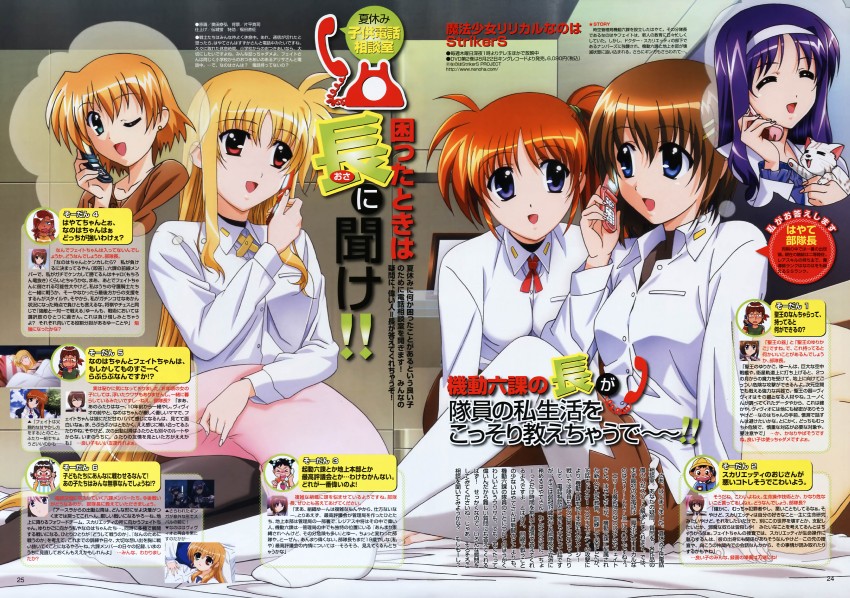 fate testarossa, takamachi nanoha, yagami hayate, vivio, subaru nakajima, and 3 more (lyrical nanoha and 2 more) drawn by okuda_yasuhiro