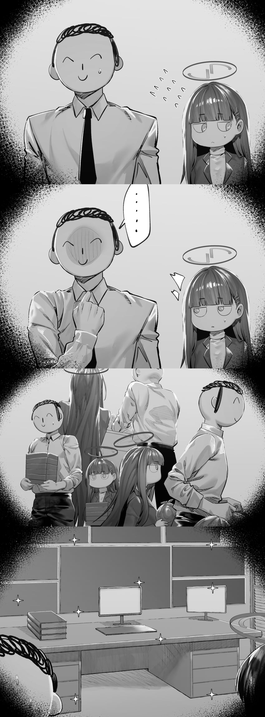 sensei, doodle sensei, and rio (blue archive) drawn by hxd