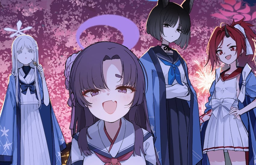 kikyou, yukari, nagusa, and renge (blue archive) drawn by osisio