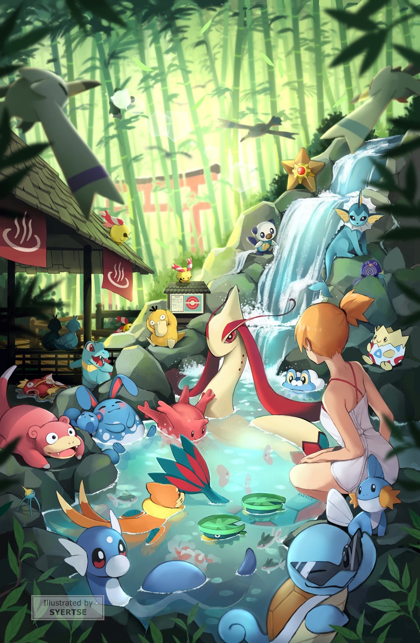 misty, vaporeon, oshawott, squirtle, mudkip, and 24 more (pokemon) drawn by syertse