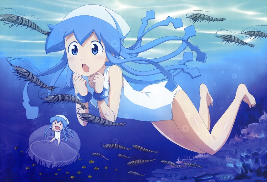 ikamusume and mini-ikamusume (shinryaku! ikamusume and 1 more) drawn by honda_yoshino