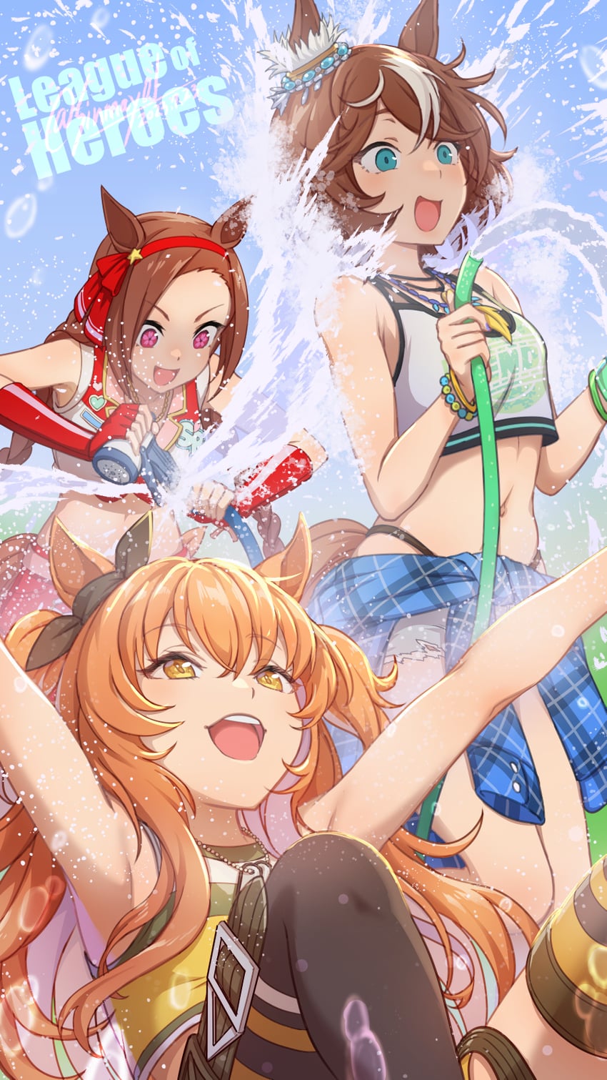 mayano top gun, bamboo memory, and sakura bakushin o (umamusume) drawn by shinmai_(kyata)