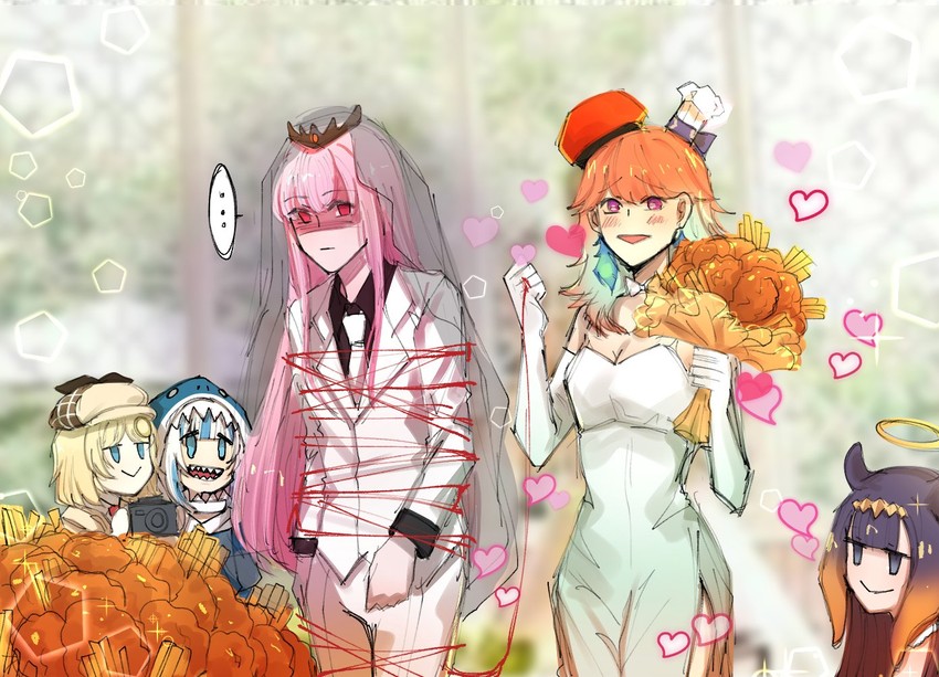 gawr gura, mori calliope, ninomae ina'nis, takanashi kiara, and watson amelia (hololive and 1 more) drawn by onionyaa