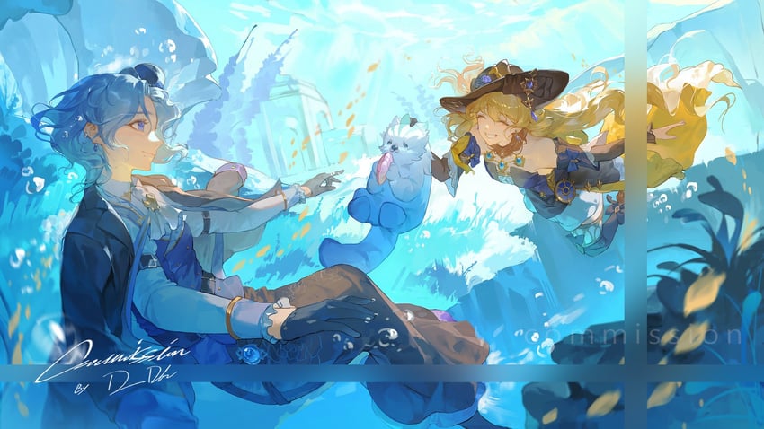 navia and leisurely otter (original and 1 more) drawn by d_dh0514