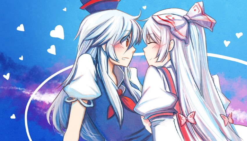 fujiwara no mokou and kamishirasawa keine (touhou) drawn by nyki
