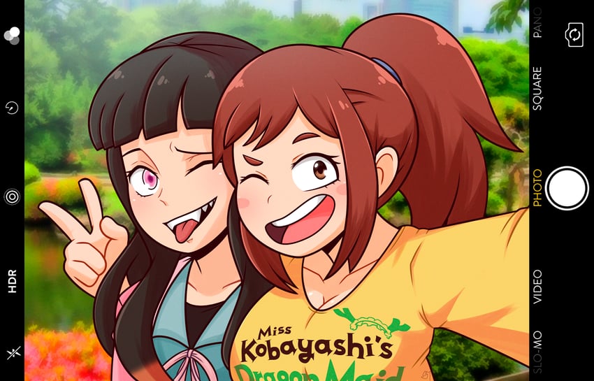 uraraka ochaco and kamado nezuko (boku no hero academia and 2 more) drawn by semi_draws