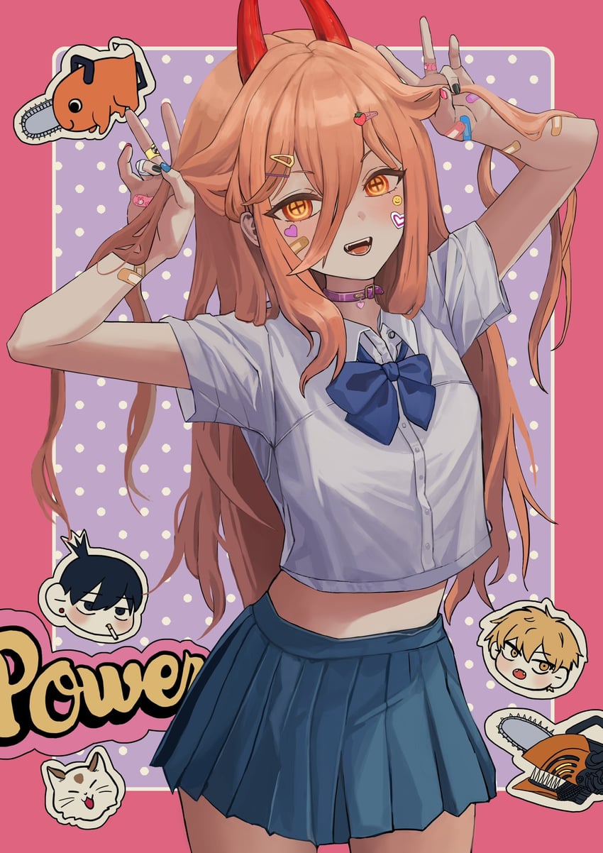 power, denji, hayakawa aki, and meowy (chainsaw man) drawn by hae_zu