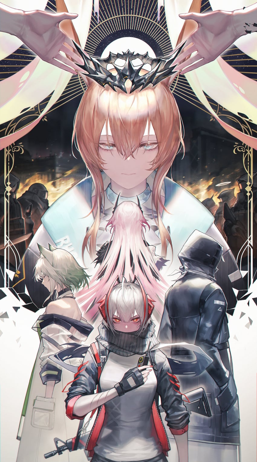 doctor, amiya, kal'tsit, w, theresa, and 1 more (arknights) drawn by rhine_(overtonerhine)