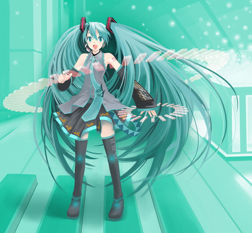 hatsune miku (vocaloid and 1 more) drawn by kotetsu_motoya