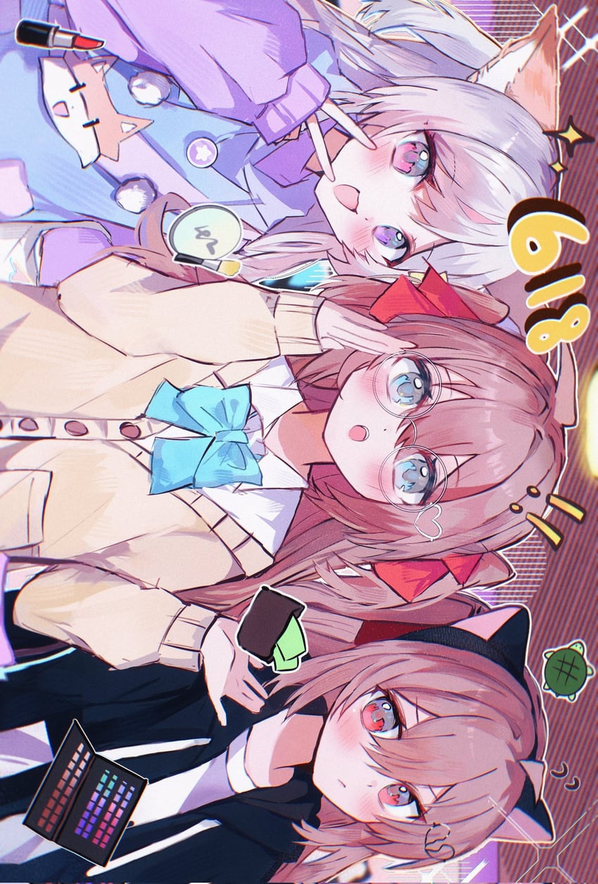 neuro-sama, evil neuro-sama, and annytf (indie virtual youtuber and 1 more) drawn by pinkpink939