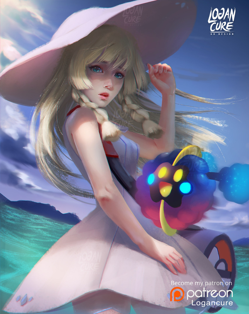 lillie and cosmog (pokemon and 1 more) drawn by logan_cure
