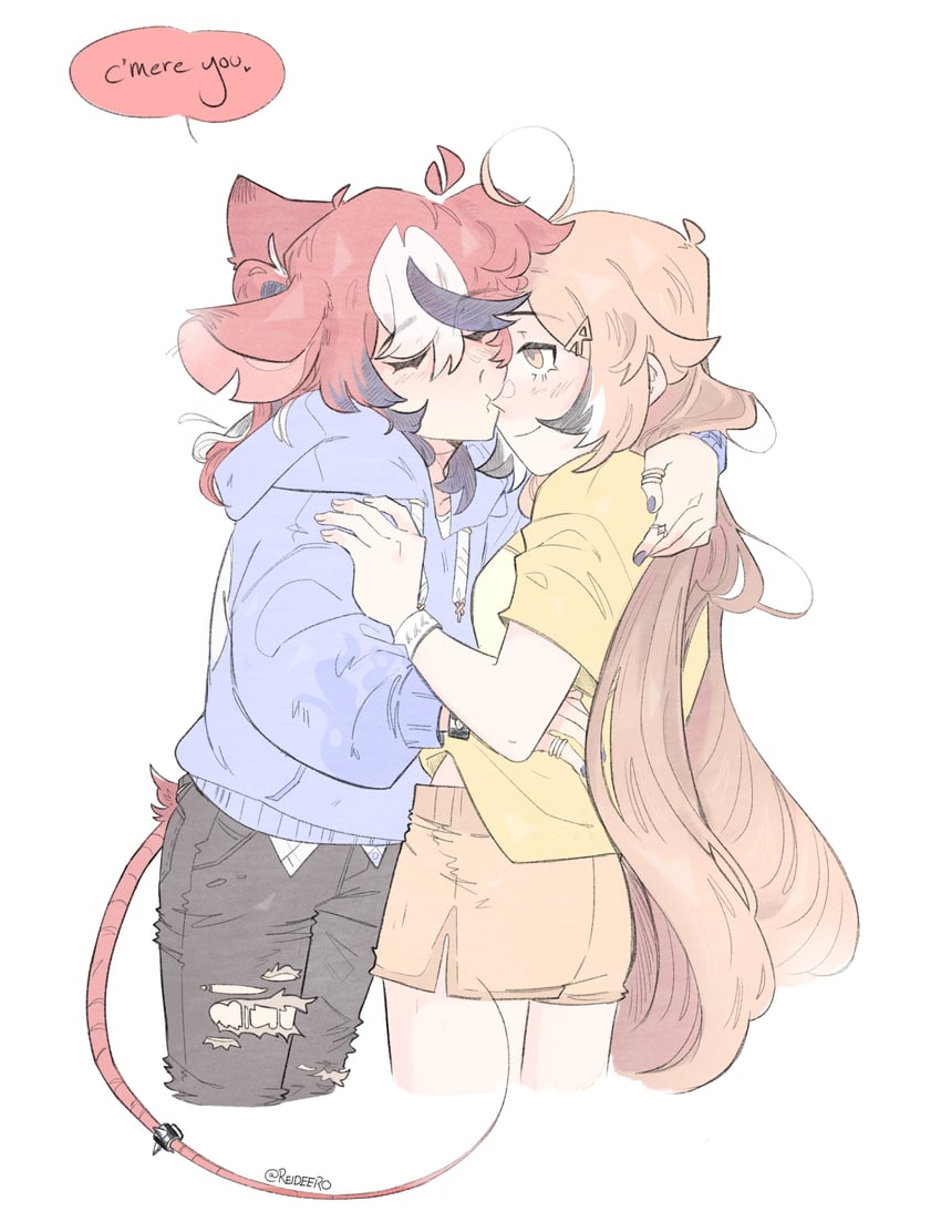 nanashi mumei and hakos baelz (hololive and 1 more) drawn by reideero