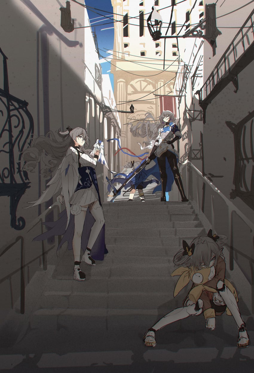 bronya zaychik, homu, and bronya rand (honkai and 3 more)