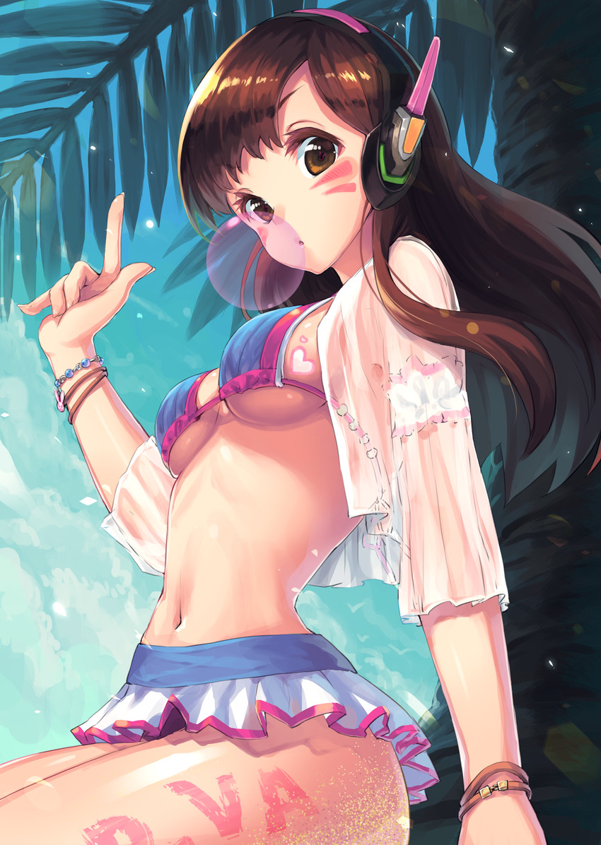 d.va (overwatch and 1 more) drawn by kamome_yuu
