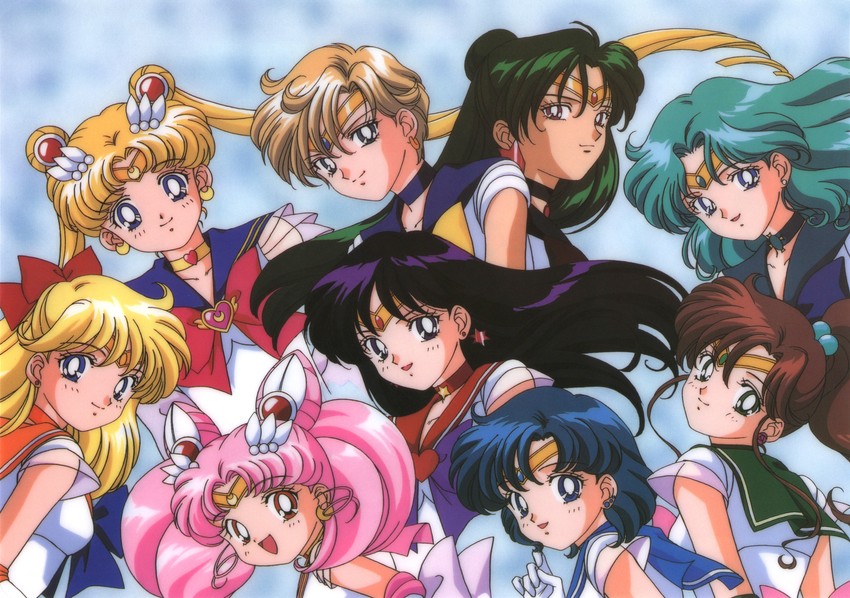 tsukino usagi, sailor moon, mizuno ami, aino minako, hino rei, and 15 more (bishoujo senshi sailor moon and 1 more) drawn by tominaga_mari