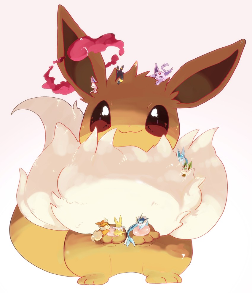 eevee, sylveon, umbreon, glaceon, vaporeon, and 5 more (pokemon) drawn by banchiku