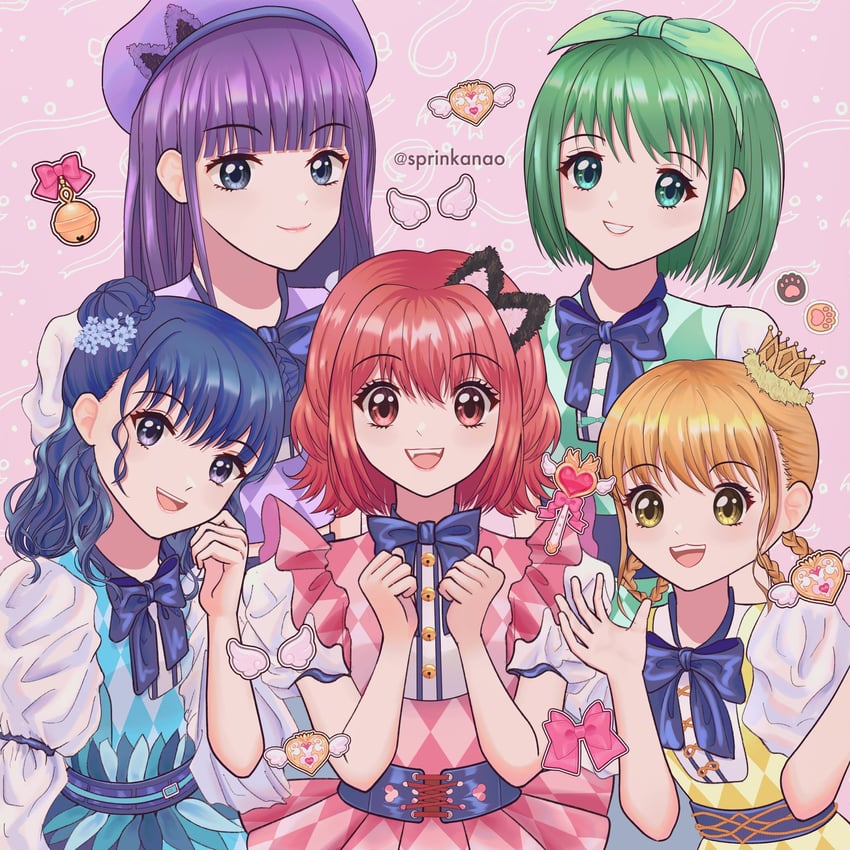 momomiya ichigo, aizawa mint, fujiwara zakuro, midorikawa lettuce, and fong pudding (tokyo mew mew and 1 more) drawn by nao_(sprinkanao)