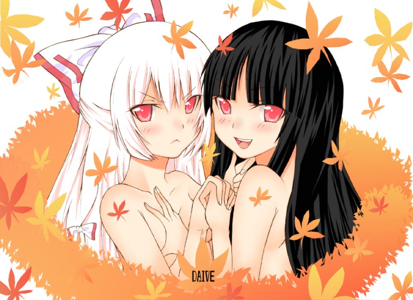 fujiwara no mokou and houraisan kaguya (touhou) drawn by daive