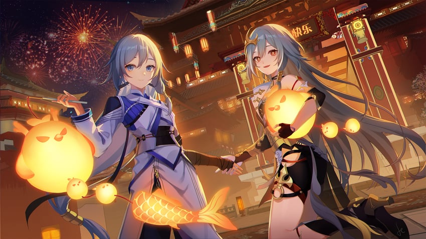 fu hua, herrscher of sentience, and jingwei (honkai and 1 more) drawn by huang_tie_lin