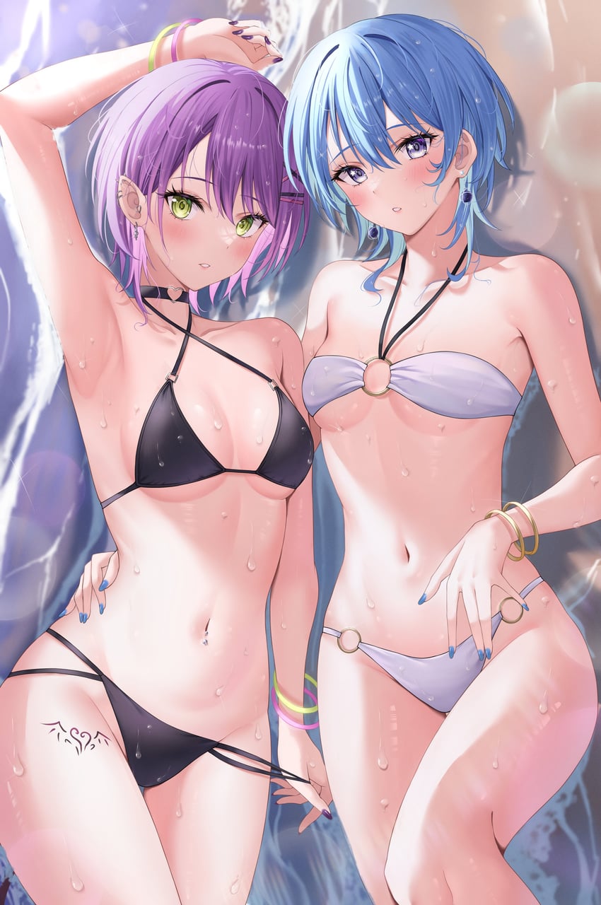 hoshimachi suisei and tokoyami towa (hololive) drawn by shinigami_kiraki