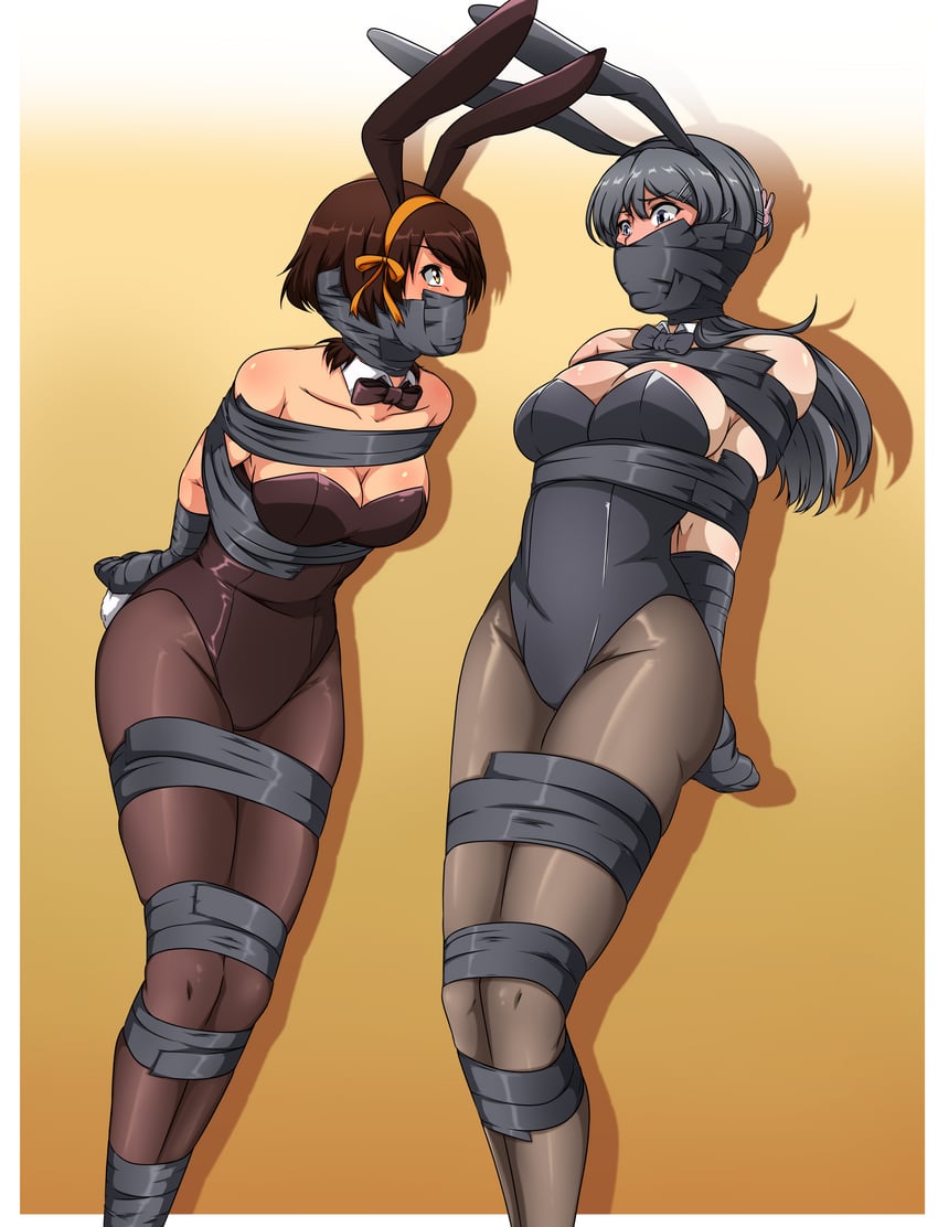 suzumiya haruhi and sakurajima mai (suzumiya haruhi no yuuutsu and 1 more) drawn by ryner-e