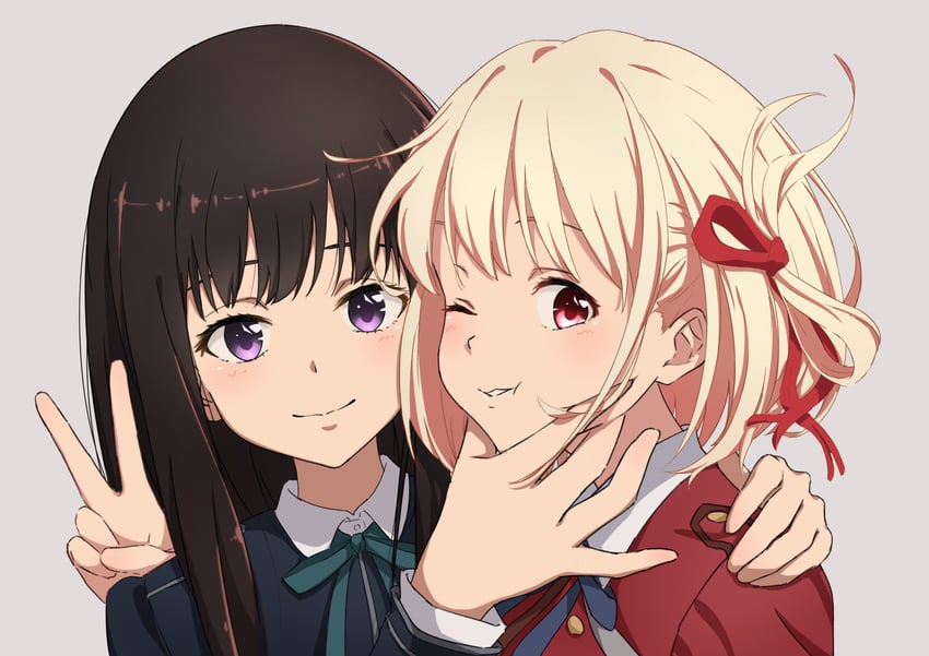 nishikigi chisato and inoue takina (lycoris recoil) drawn by nishizuki_shino