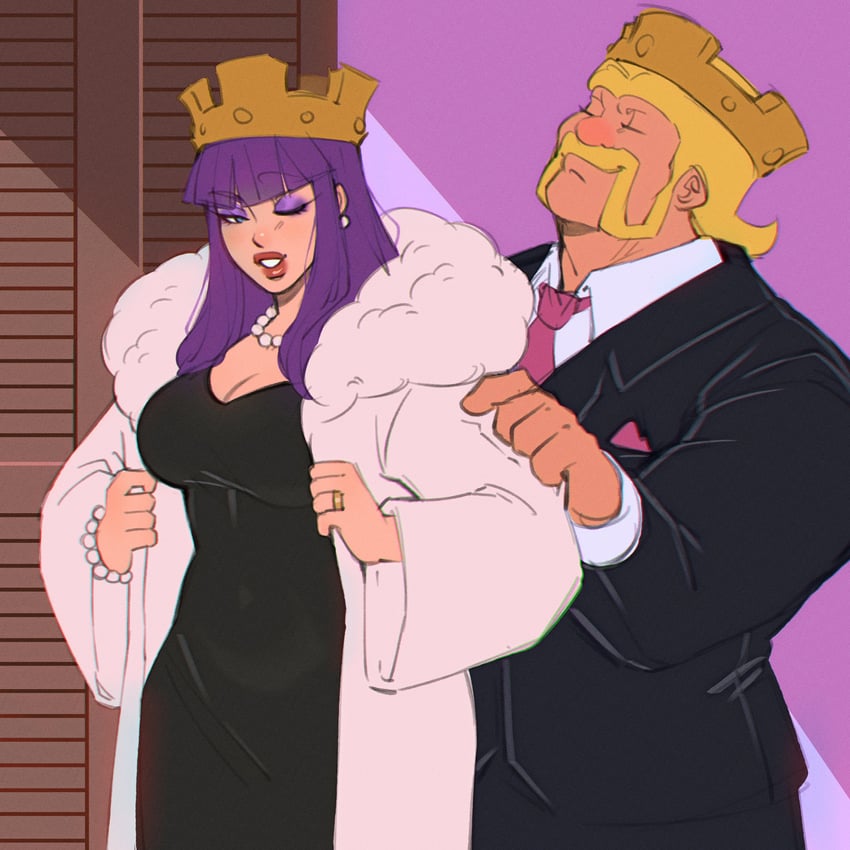 archer queen and barbarian king (clash of clans) drawn by tubbiegordito