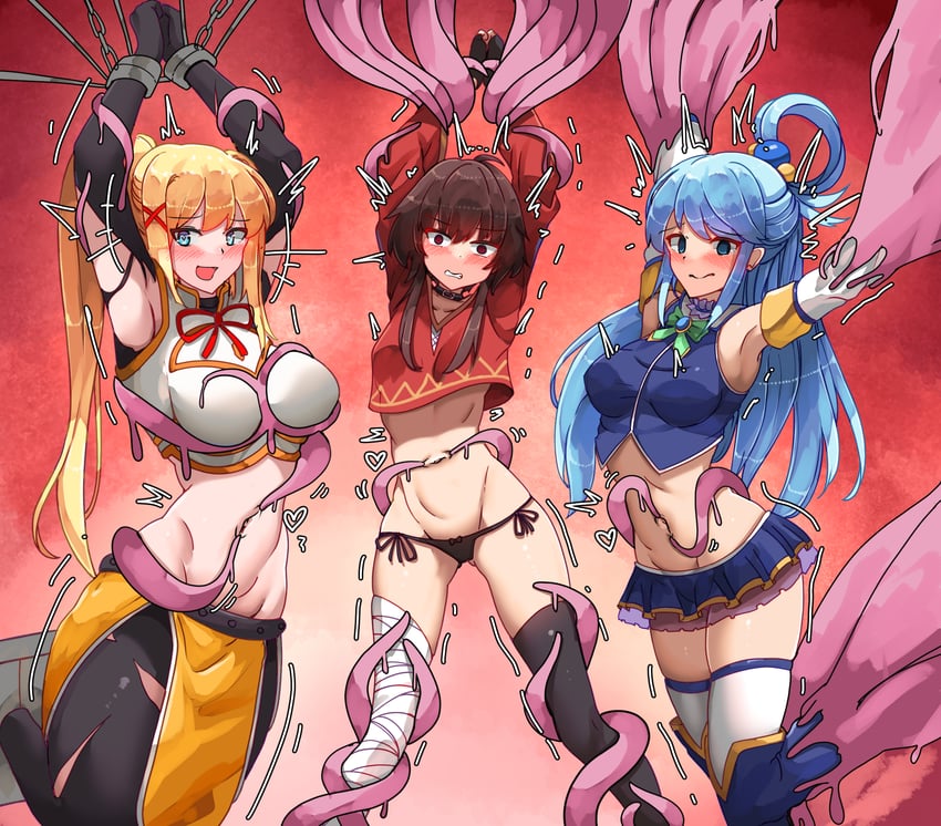 megumin, aqua, and darkness (kono subarashii sekai ni shukufuku wo!) drawn by bakasp-lilzy