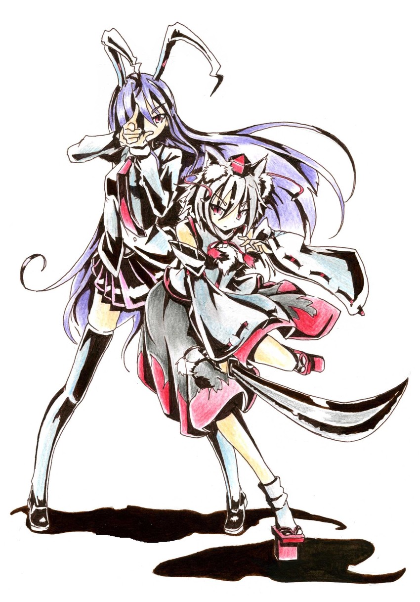 reisen udongein inaba and inubashiri momiji (touhou) drawn by gokuu_(acoloredpencil)