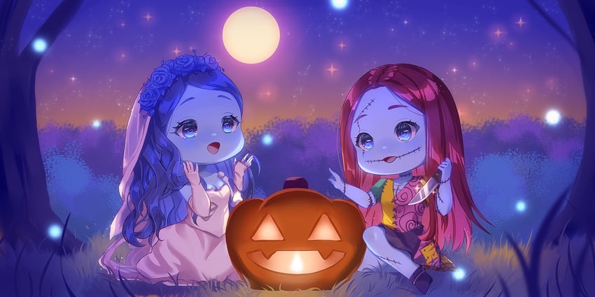 sally and emily (the nightmare before christmas and 1 more) drawn by annalee-sama