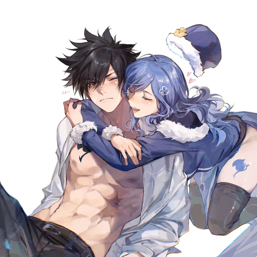 juvia lockser and gray fullbuster (fairy tail) drawn by xuchuan