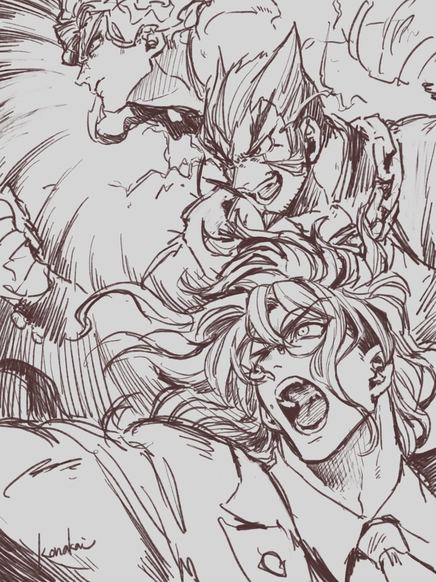 gokuhara gonta, ogami sakura, and nidai nekomaru (danganronpa and 3 more) drawn by konakai