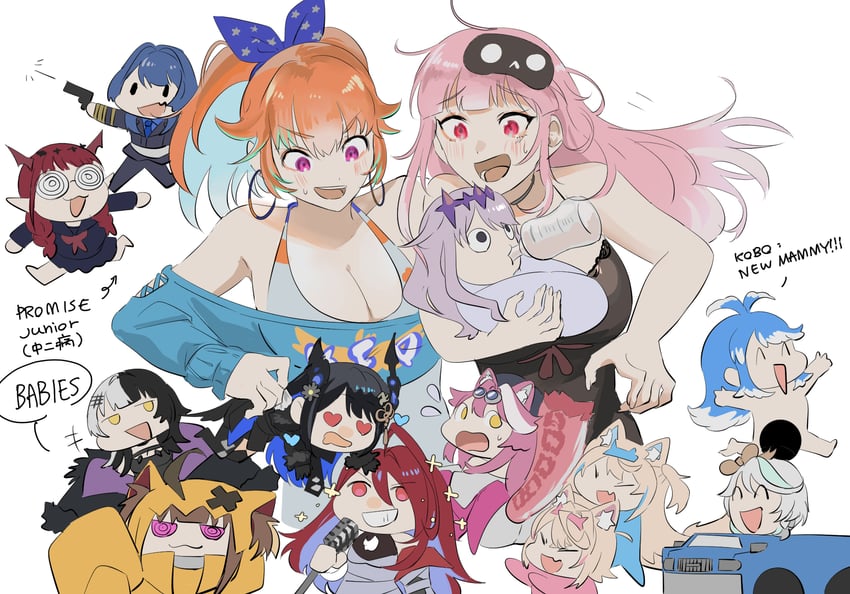 mori calliope, ouro kronii, nanashi mumei, takanashi kiara, shiori novella, and 8 more (hololive and 2 more) drawn by set7