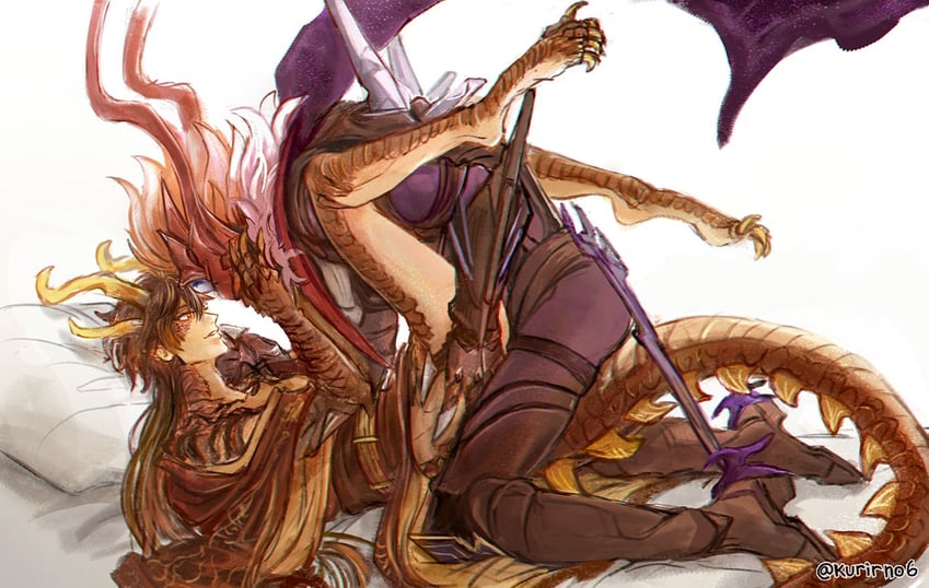 zhongli and tartaglia (genshin impact) drawn by kurirno6