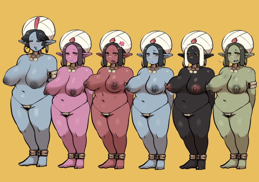 genie, genie mama, black genie, green genie, red genie, and 1 more (original) drawn by siva-siva