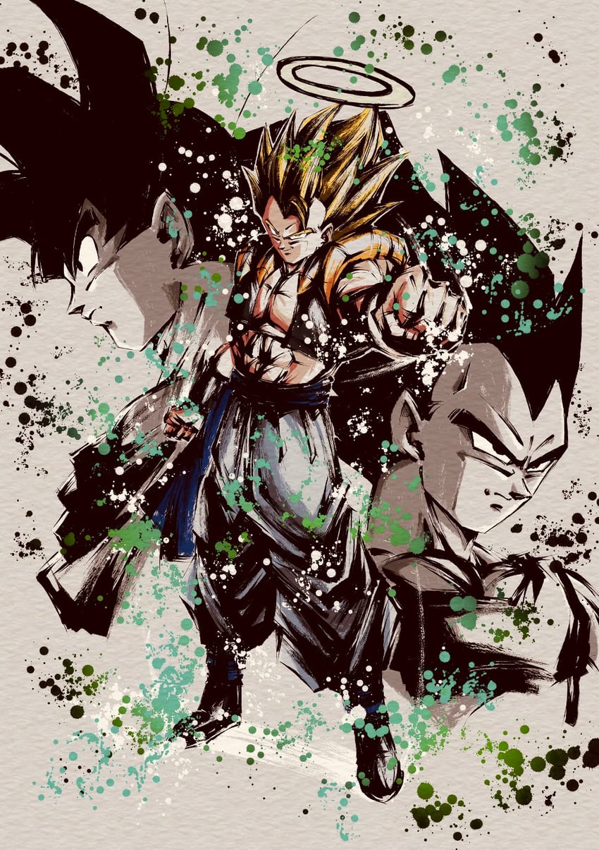 son goku, vegeta, and gogeta (dragon ball and 1 more) drawn by spmjg7