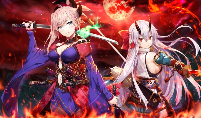 miyamoto musashi and tomoe gozen (fate and 1 more) drawn by gabiran