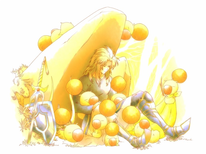 moogle and warrior of light (final fantasy and 1 more) drawn by banana_gyuunyuu