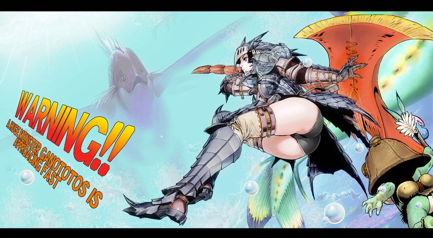 plesioth and cha-cha (monster hunter and 2 more) drawn by fujiwara_hisashi