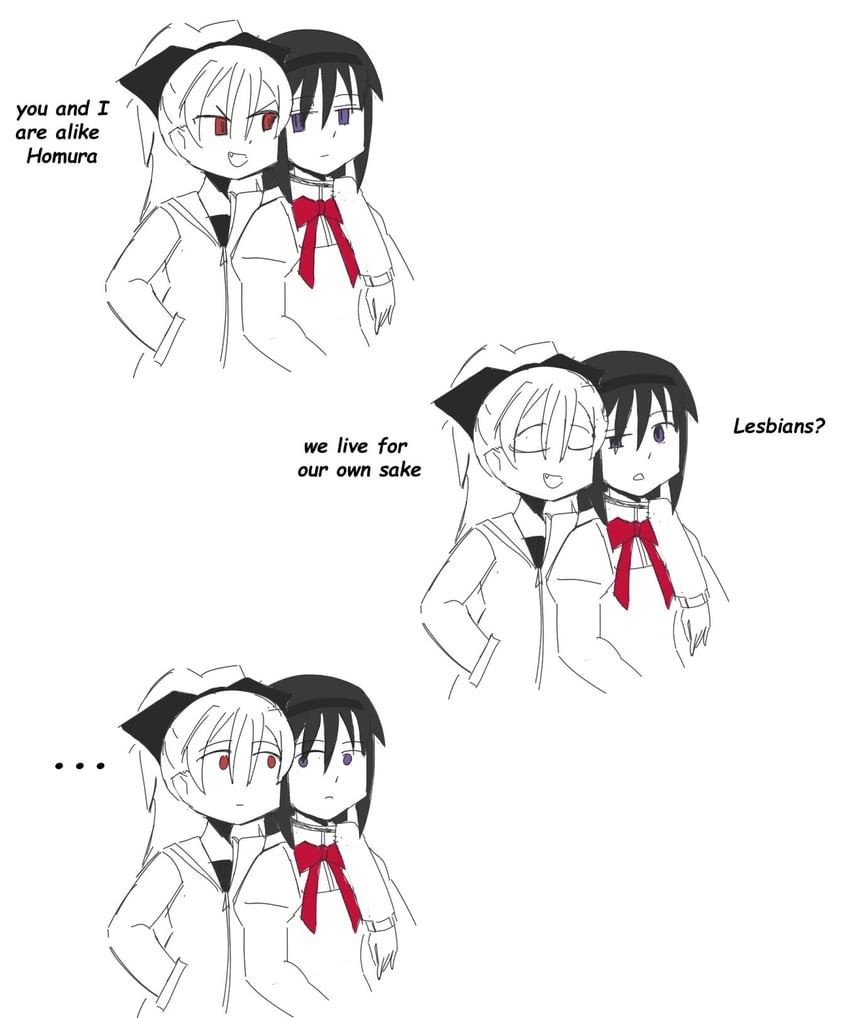 akemi homura and sakura kyoko (mahou shoujo madoka magica) drawn by ironcarbon_wolf