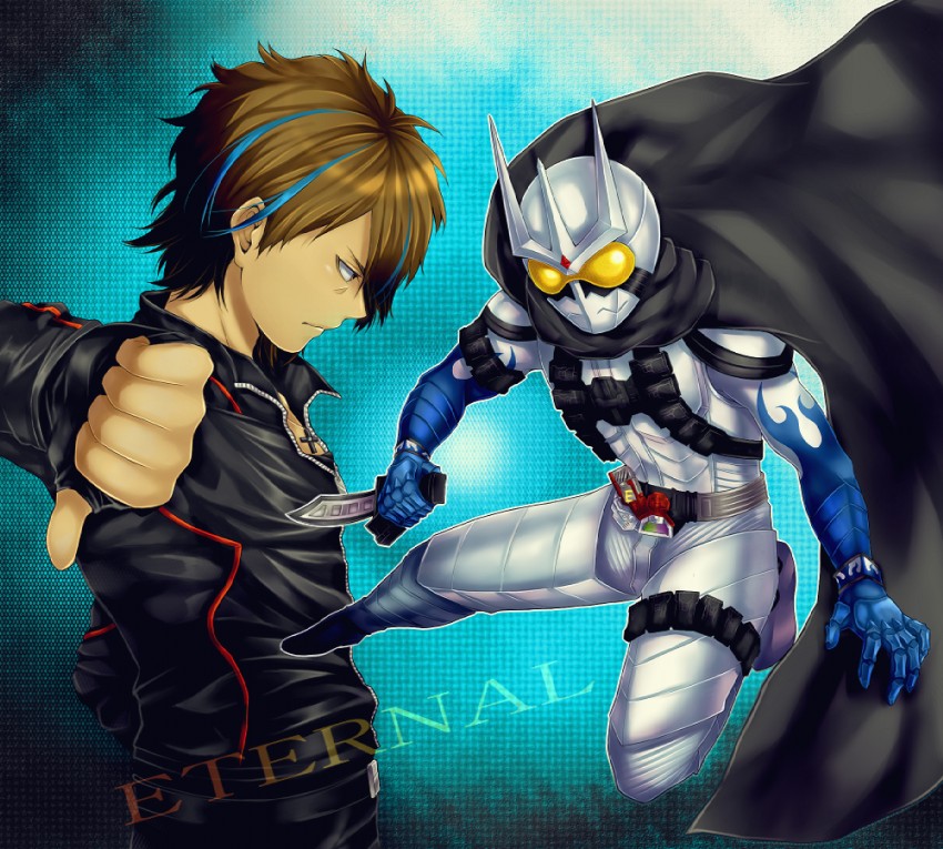 kamen rider eternal and daido katsumi (kamen rider and 1 more) drawn by teketo
