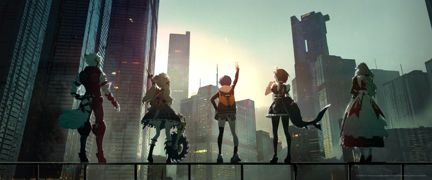 ellen joe, belle, von lycaon, corin wickes, and alexandrina sebastiane (zenless zone zero) drawn by nid417
