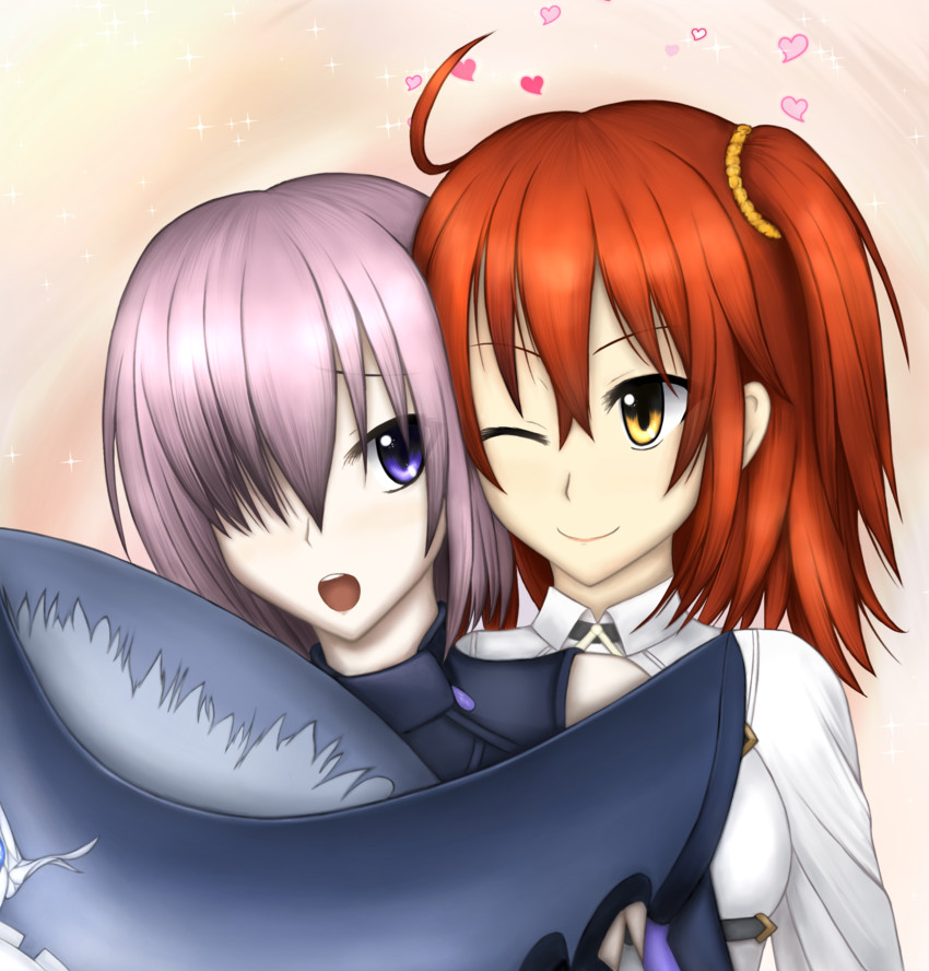 mash kyrielight and fujimaru ritsuka (fate and 1 more) drawn by sian_(kannnaduki-sian)