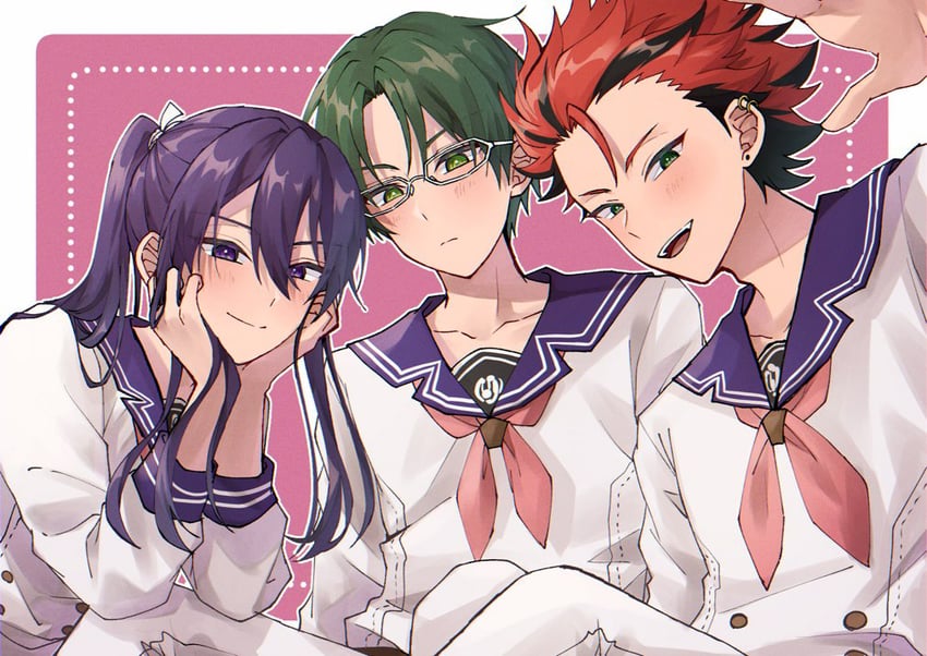 kanzaki souma, kiryu kuro, and hasumi keito (ensemble stars!) drawn by haruko_21