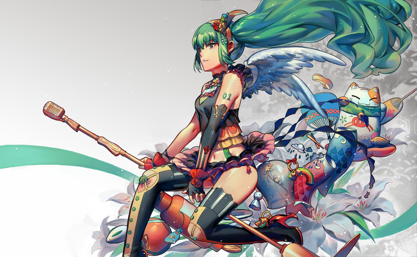 hatsune miku (vocaloid and 2 more) drawn by jiao_huashe