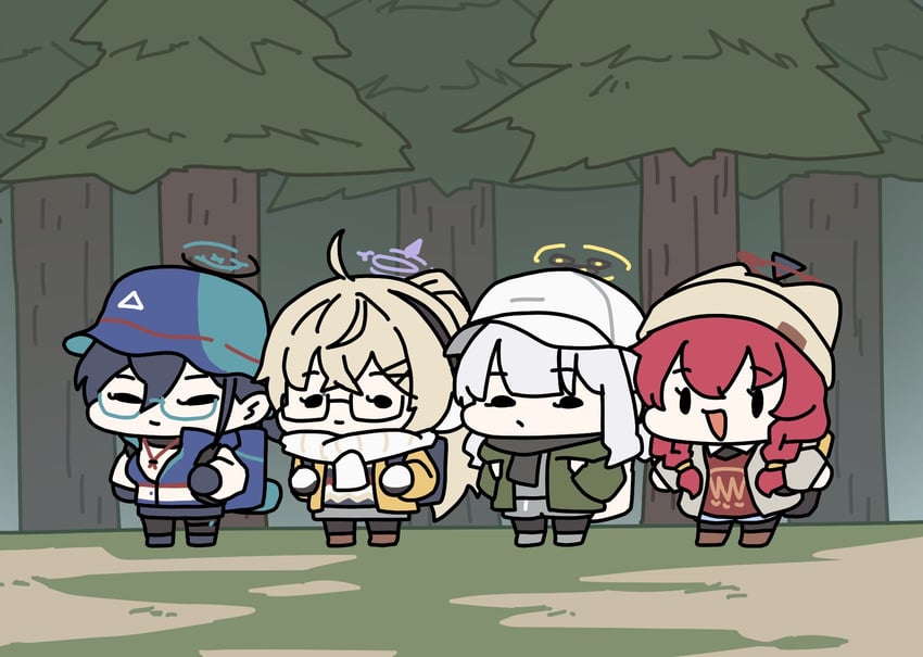 maki, hare, chihiro, and kotama (blue archive) drawn by sechi_(sechihyeo)