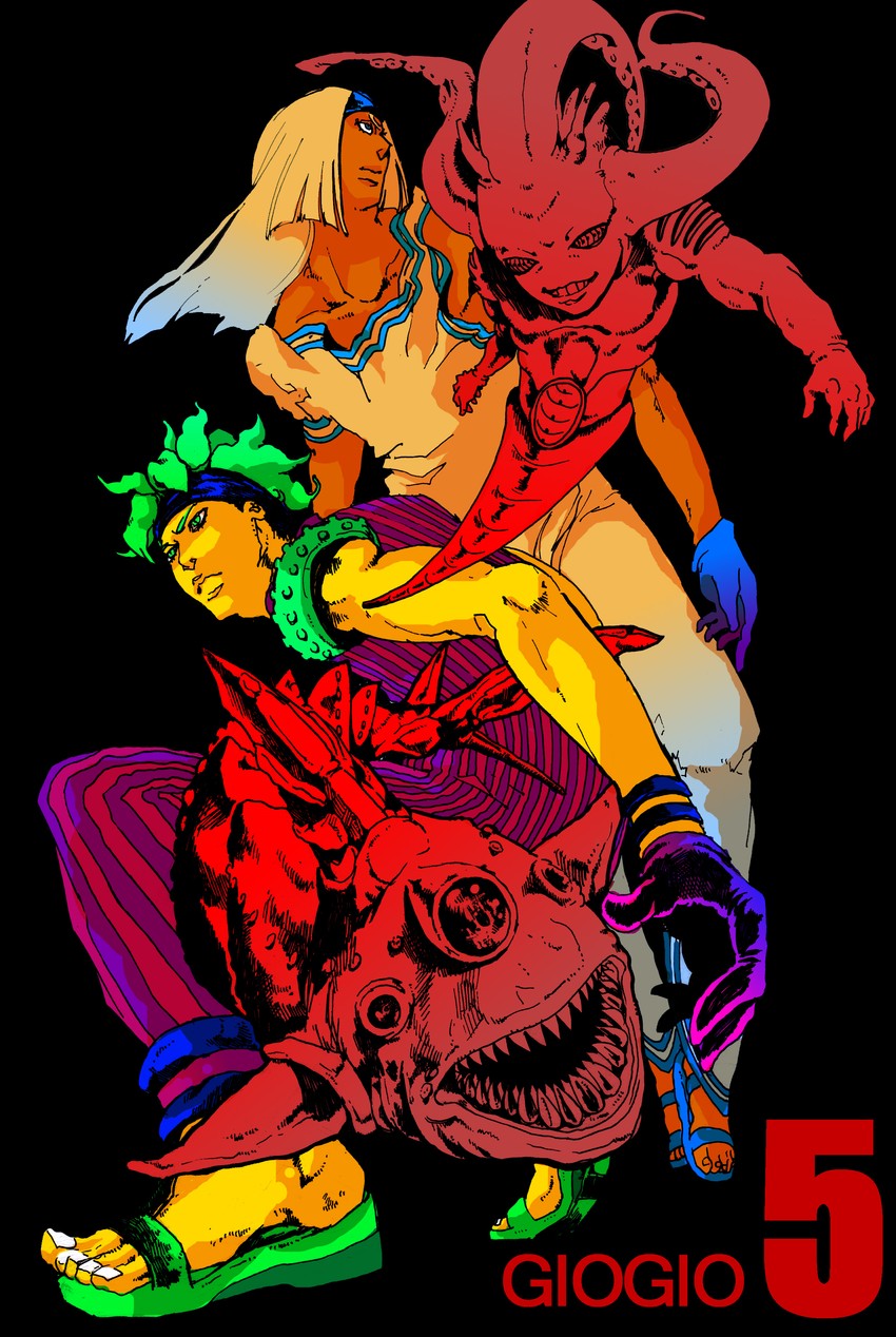 tiziano, squalo, clash, and talking head (jojo no kimyou na bouken and 1 more) drawn by eat666