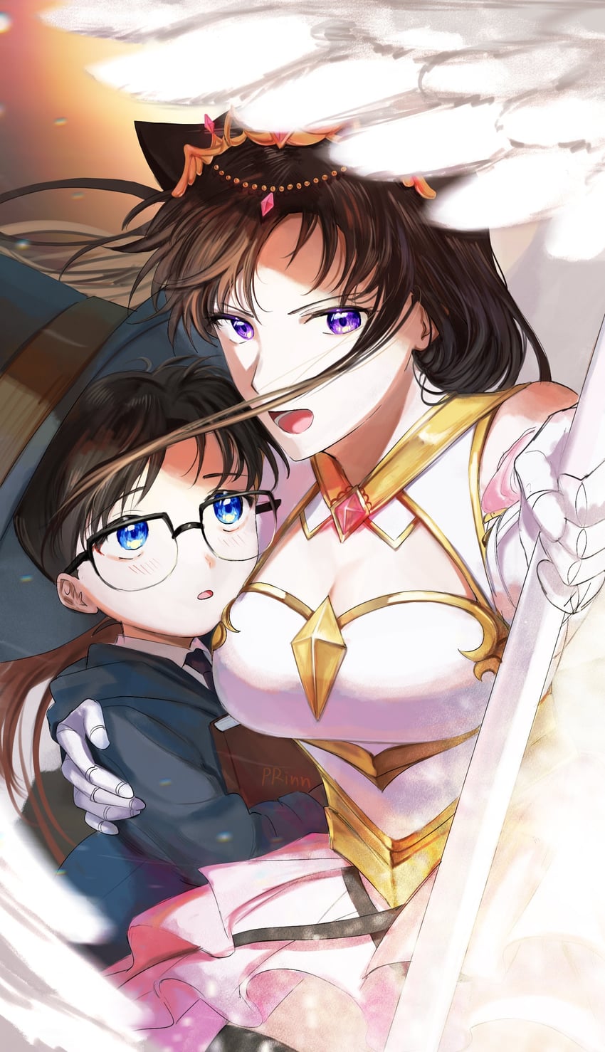 edogawa conan and mouri ran (meitantei conan) drawn by ppxp53