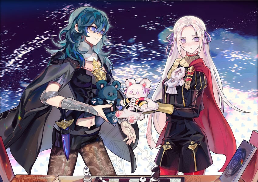 female byleth and edelgard von hresvelg (fire emblem and 1 more) drawn by moyibzs