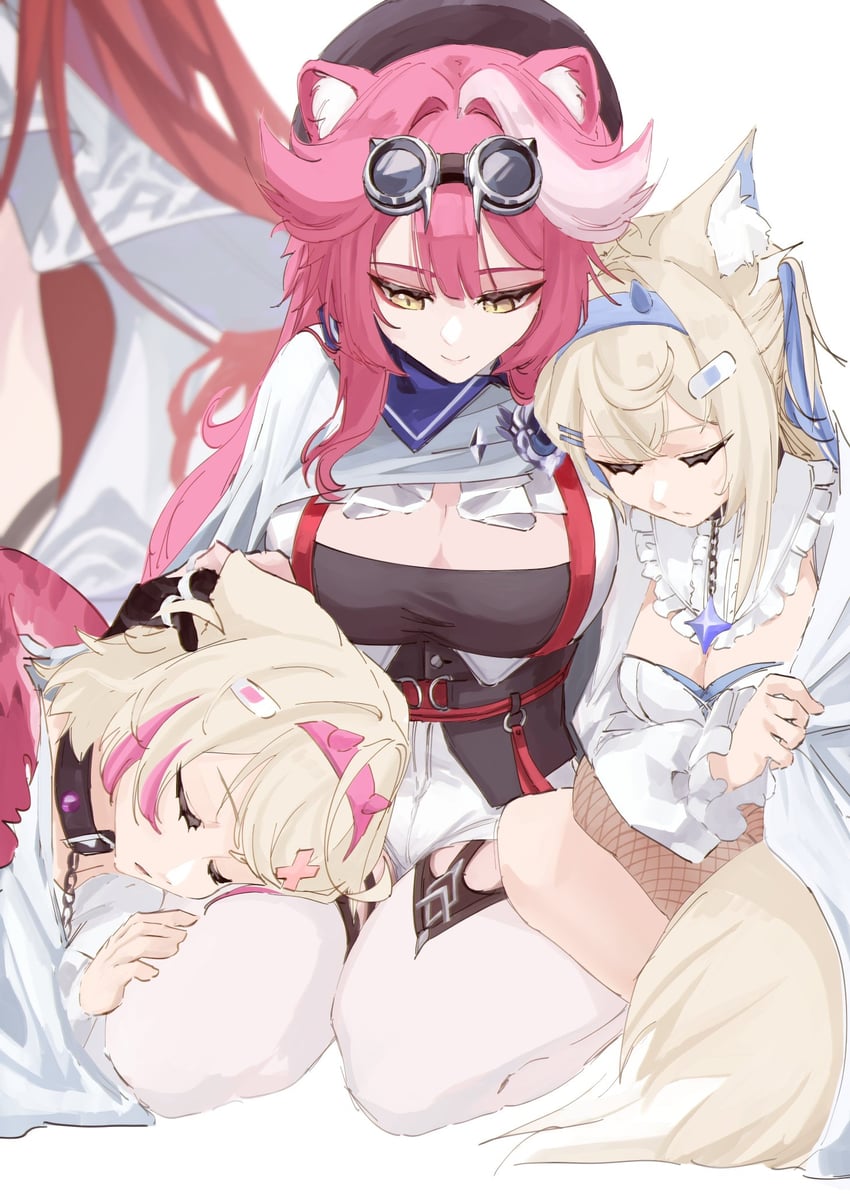 fuwawa abyssgard, mococo abyssgard, raora panthera, and elizabeth rose bloodflame (hololive and 2 more) drawn by yuq_ui